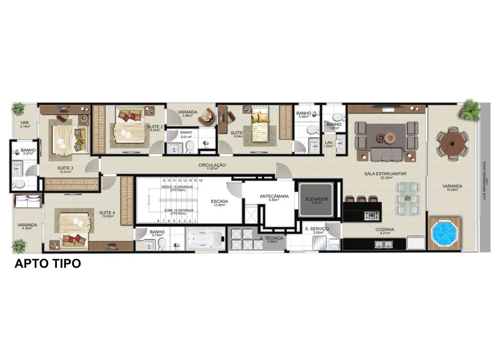 Apartamento à venda com 4 quartos, 161m² - Foto 2