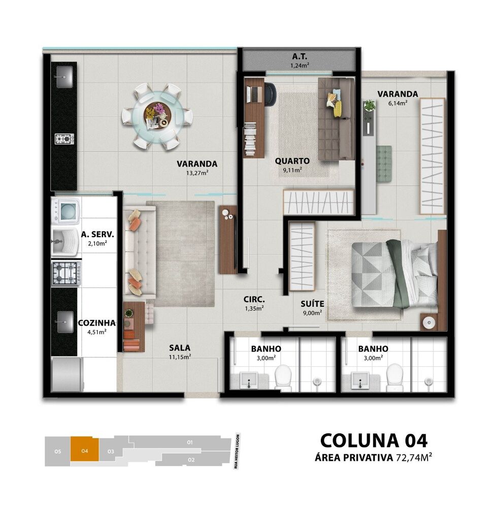 Apartamento, 2 quartos, 78 m² - Foto 2