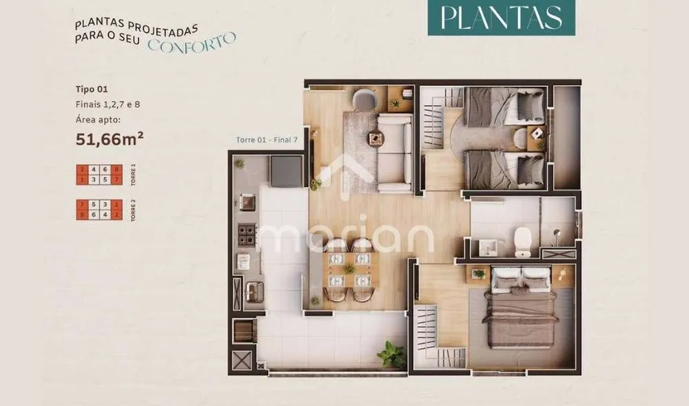 Apartamento, 2 quartos, 51 m² - Foto 2