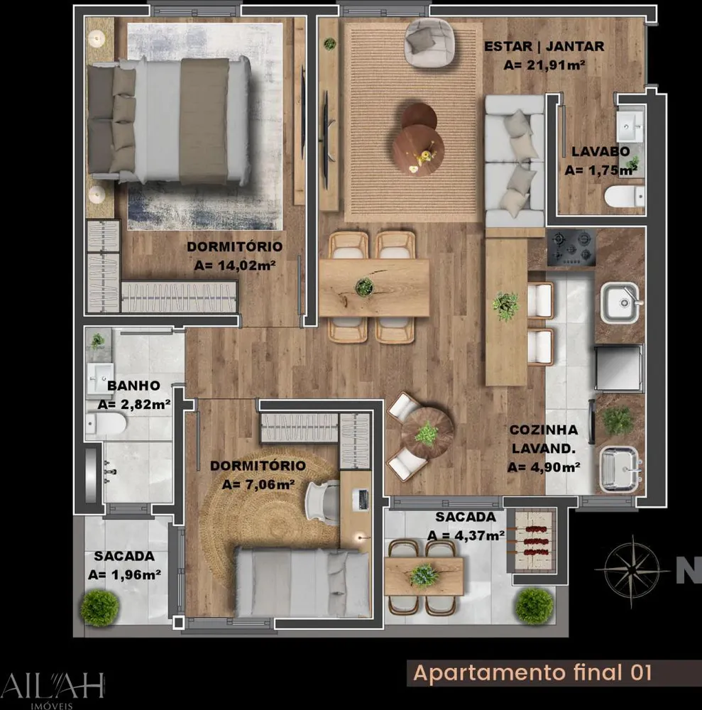 Apartamento, 2 quartos, 63 m² - Foto 1