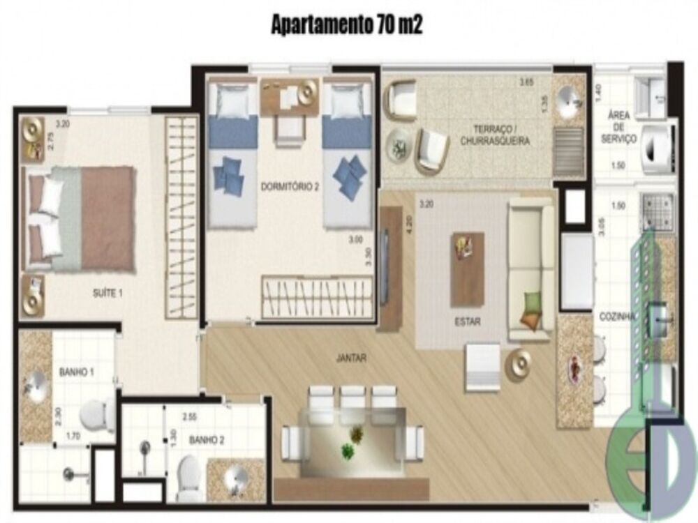 Apartamento, 2 quartos, 69 m² - Foto 13