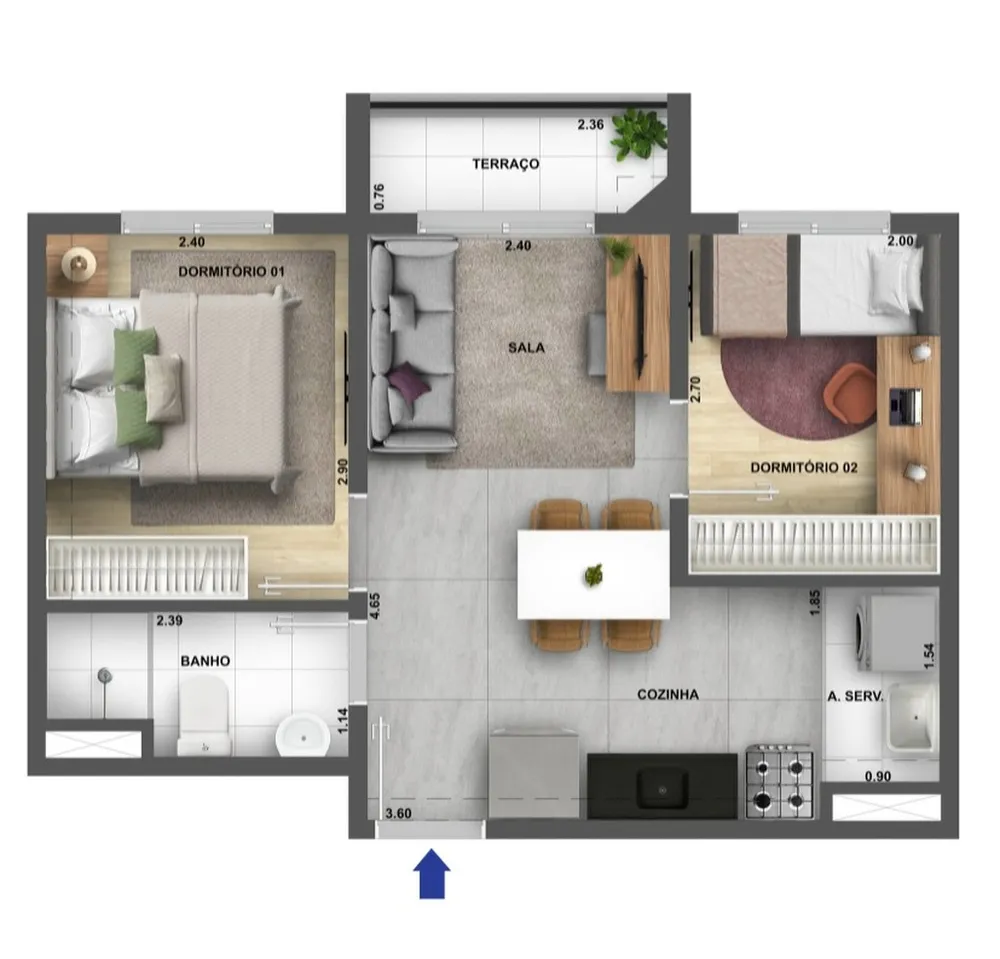 Apartamento, 2 quartos, 35 m² - Foto 8