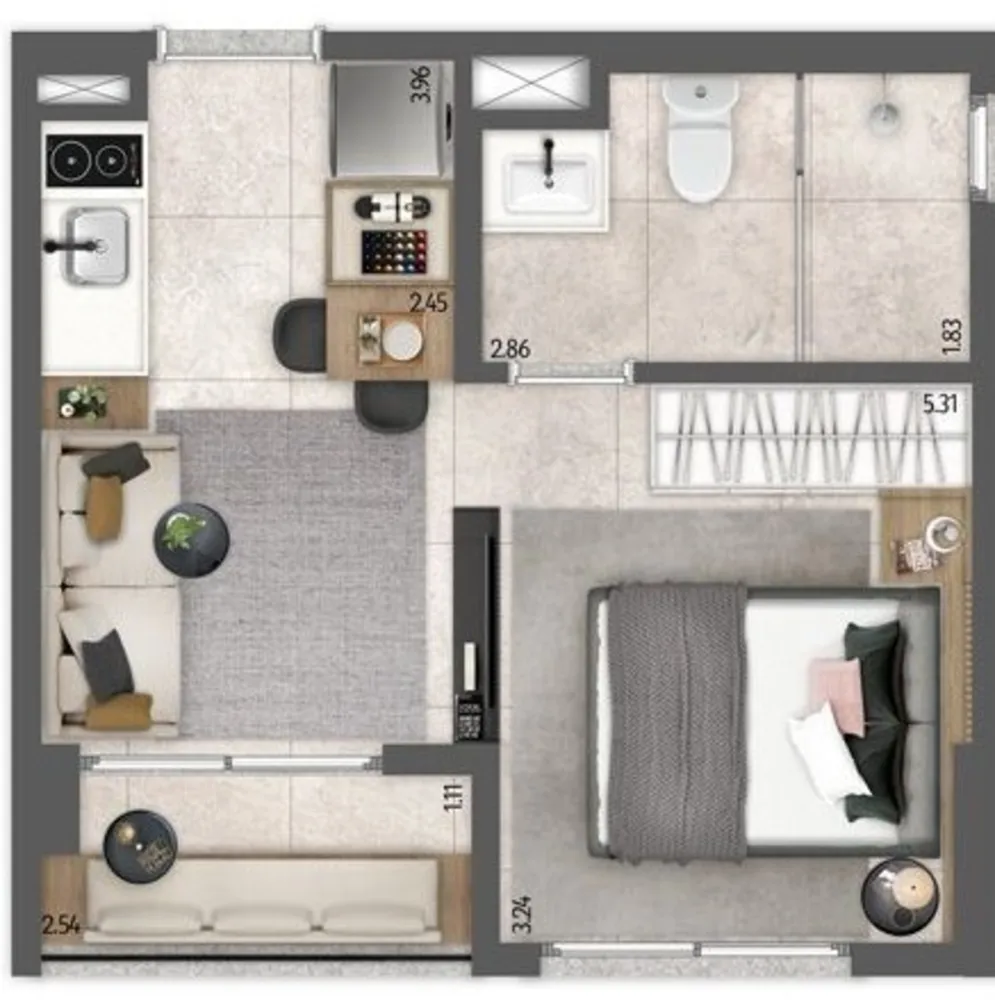 Apartamento, 1 quarto, 26 m² - Foto 1