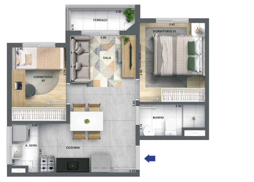 Apartamento, 2 quartos, 32 m² - Foto 8