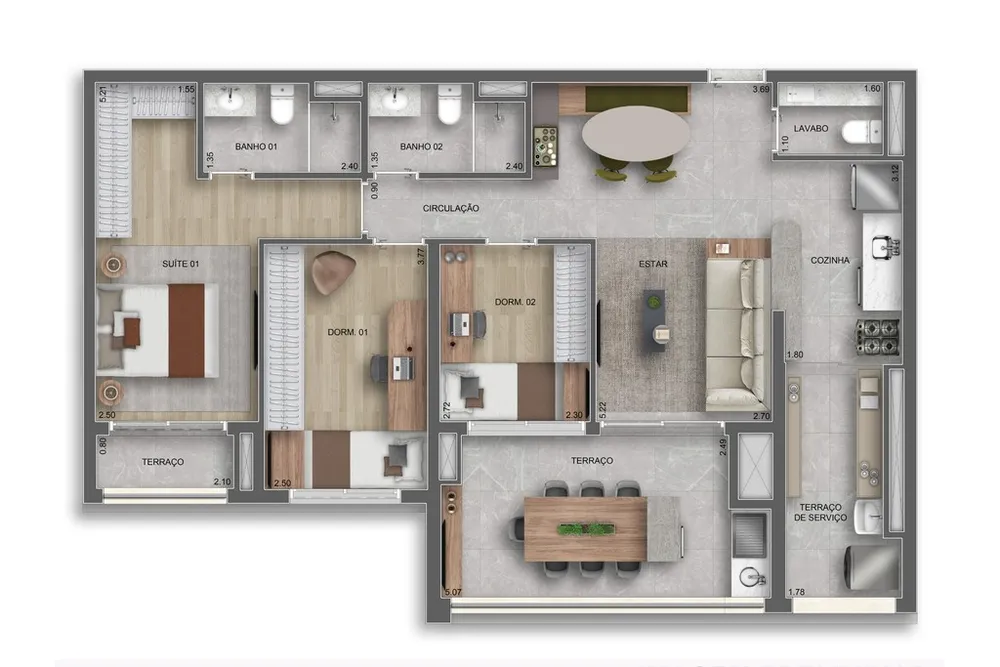 Apartamento, 2 quartos, 52 m² - Foto 4