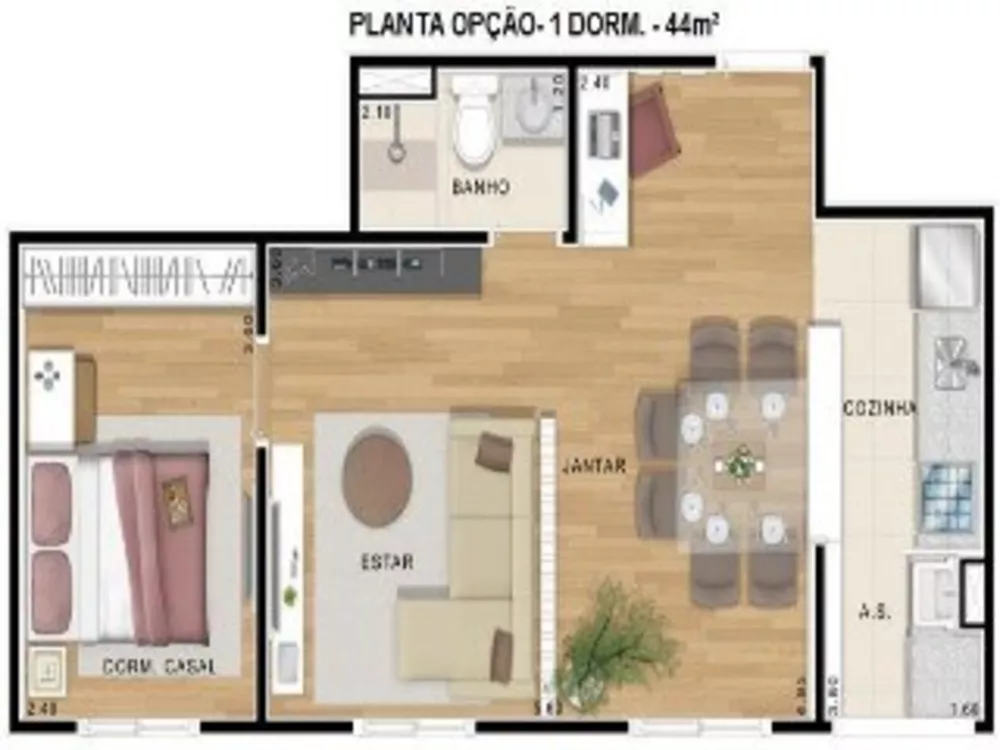 Apartamento à venda com 2 quartos, 45m² - Foto 4