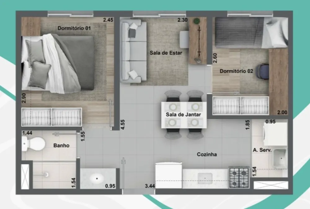 Apartamento, 2 quartos, 43 m² - Foto 12