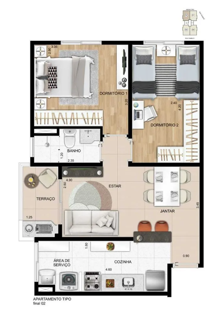 Apartamento, 2 quartos, 55 m² - Foto 12