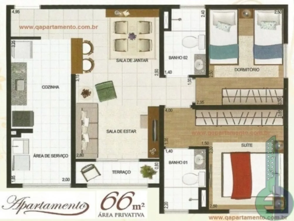 Apartamento à venda com 2 quartos, 66m² - Foto 2