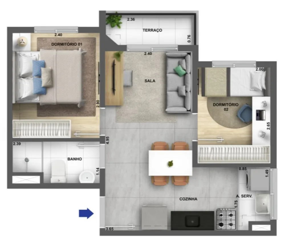 Apartamento, 2 quartos, 37 m² - Foto 7