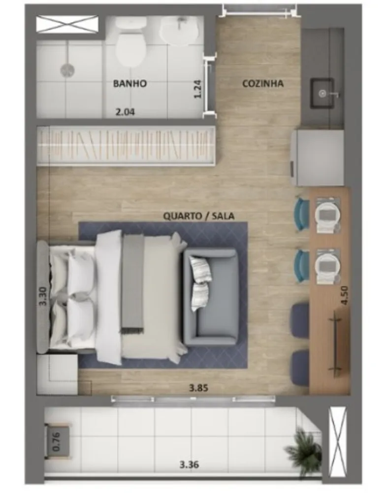 Apartamento, 2 quartos, 34 m² - Foto 7
