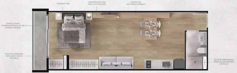Apartamento, 1 quarto, 42 m² - Foto 3