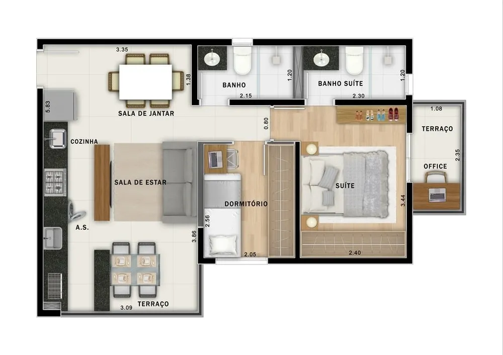 Apartamento, 2 quartos, 44 m² - Foto 6