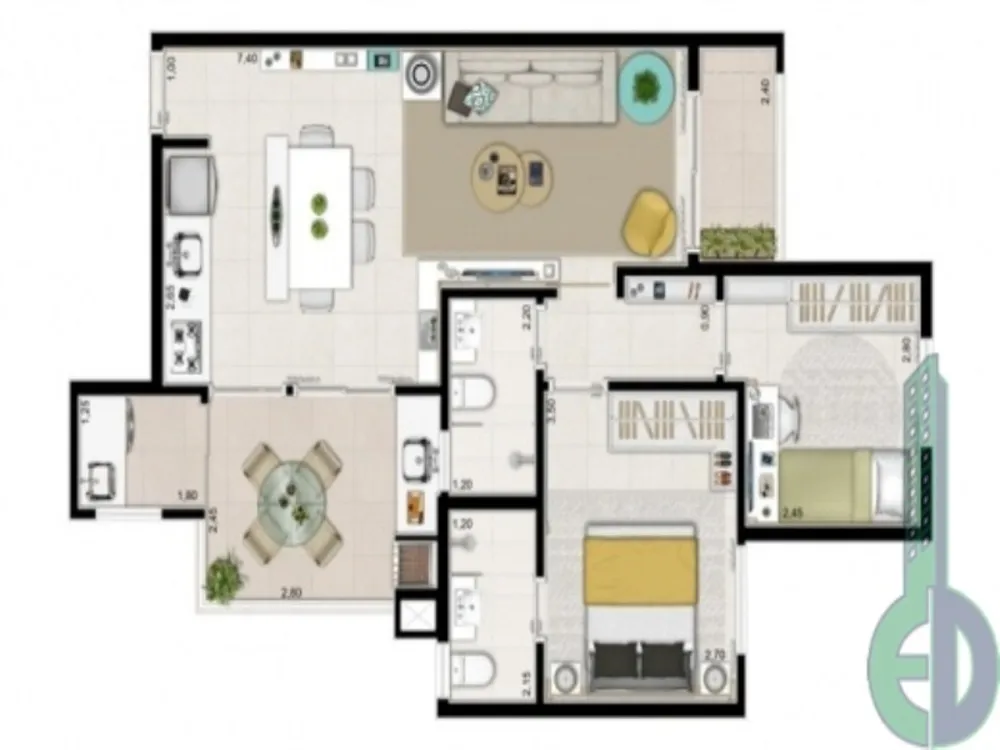 Apartamento, 2 quartos, 73 m² - Foto 2