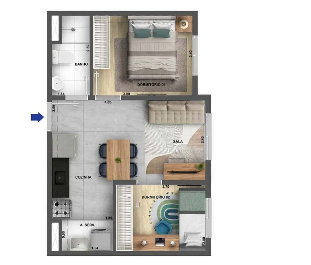 Apartamento, 2 quartos, 32 m² - Foto 8
