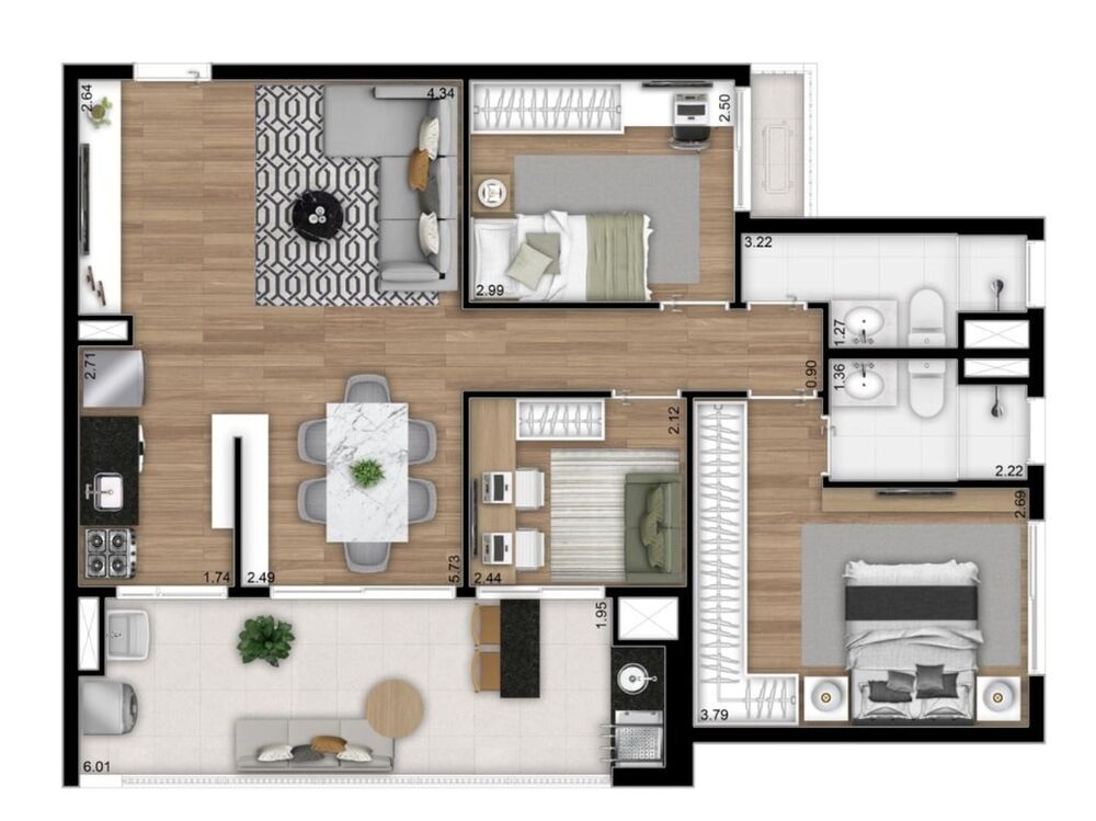 Apartamento à venda com 3 quartos, 84m² - Foto 4