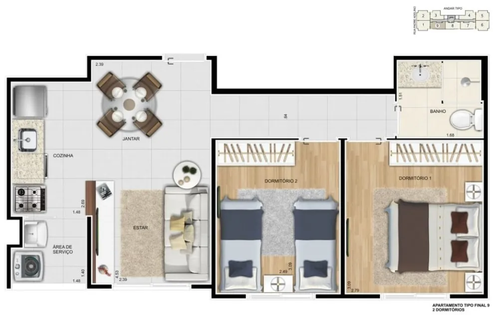 Apartamento, 2 quartos, 44 m² - Foto 13