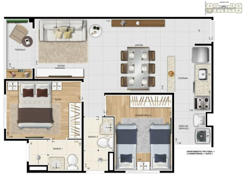 Apartamento, 2 quartos, 44 m² - Foto 15