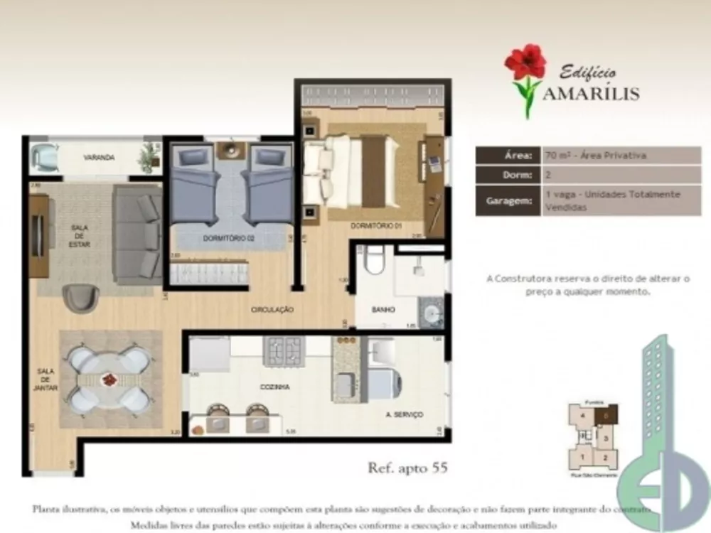 Apartamento à venda com 2 quartos, 70m² - Foto 1