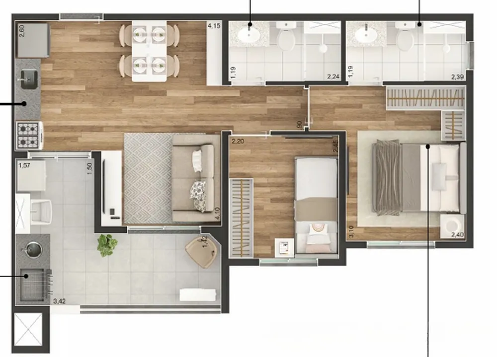 Apartamento, 2 quartos, 37 m² - Foto 6