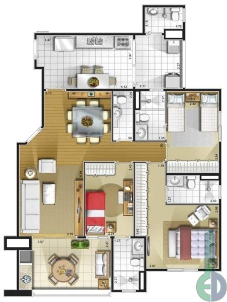 Apartamento à venda com 3 quartos, 108m² - Foto 2