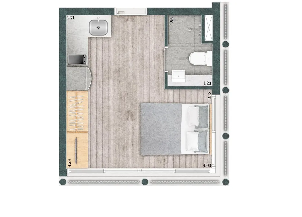 Apartamento, 1 quarto, 16 m² - Foto 8
