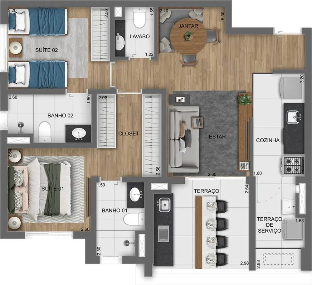 Apartamento, 1 quarto, 55 m² - Foto 16