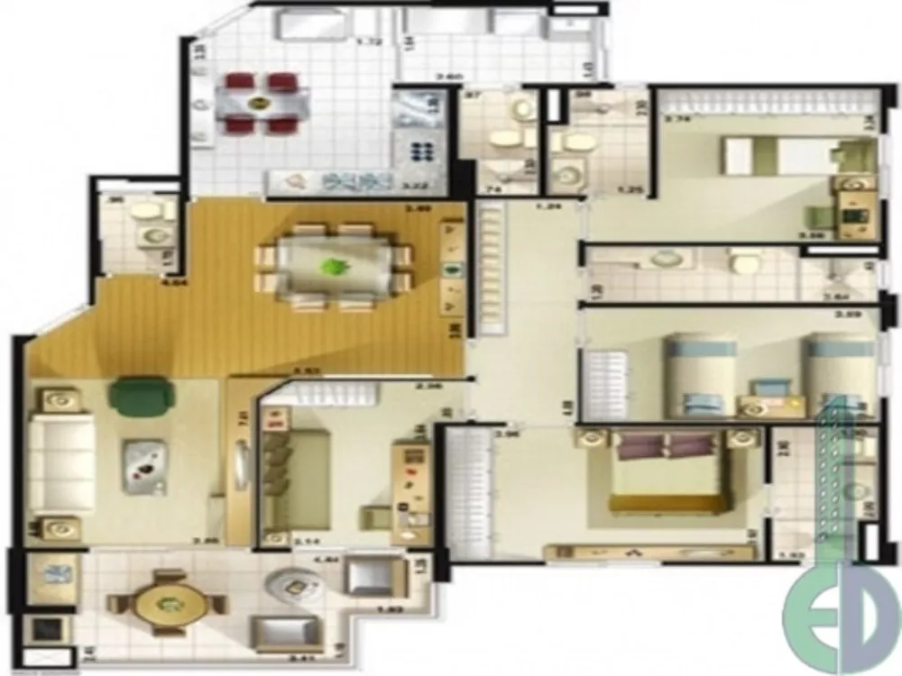 Apartamento à venda com 3 quartos, 133m² - Foto 3