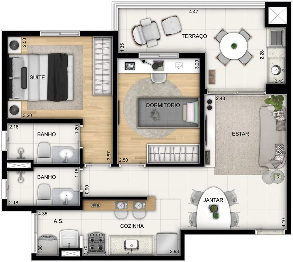 Apartamento, 2 quartos, 54 m² - Foto 3