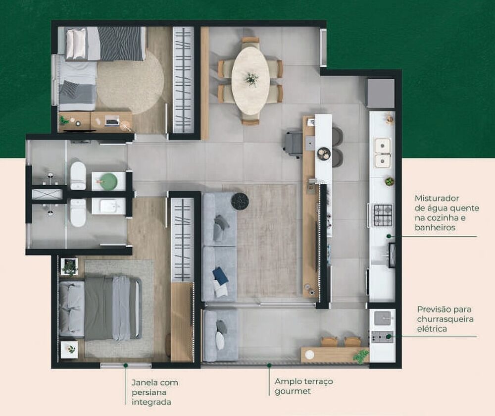 Apartamento, 2 quartos, 59 m² - Foto 3