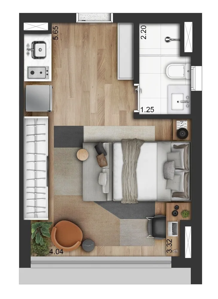 Apartamento, 1 quarto, 27 m² - Foto 2