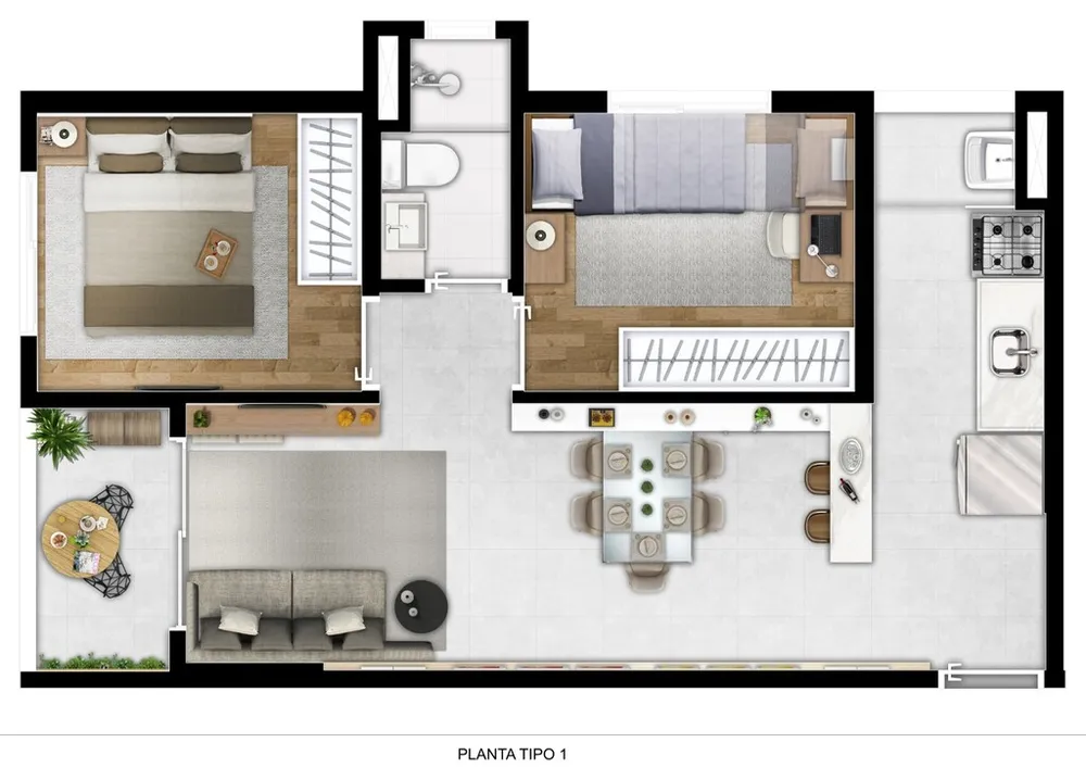 Apartamento, 2 quartos, 44 m² - Foto 1
