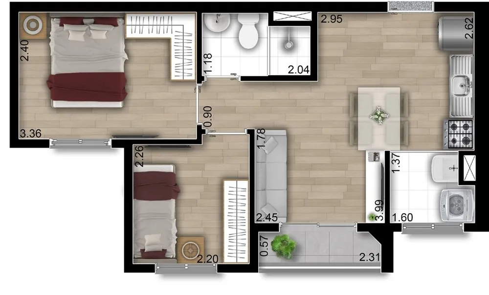 Apartamento, 2 quartos, 37 m² - Foto 8