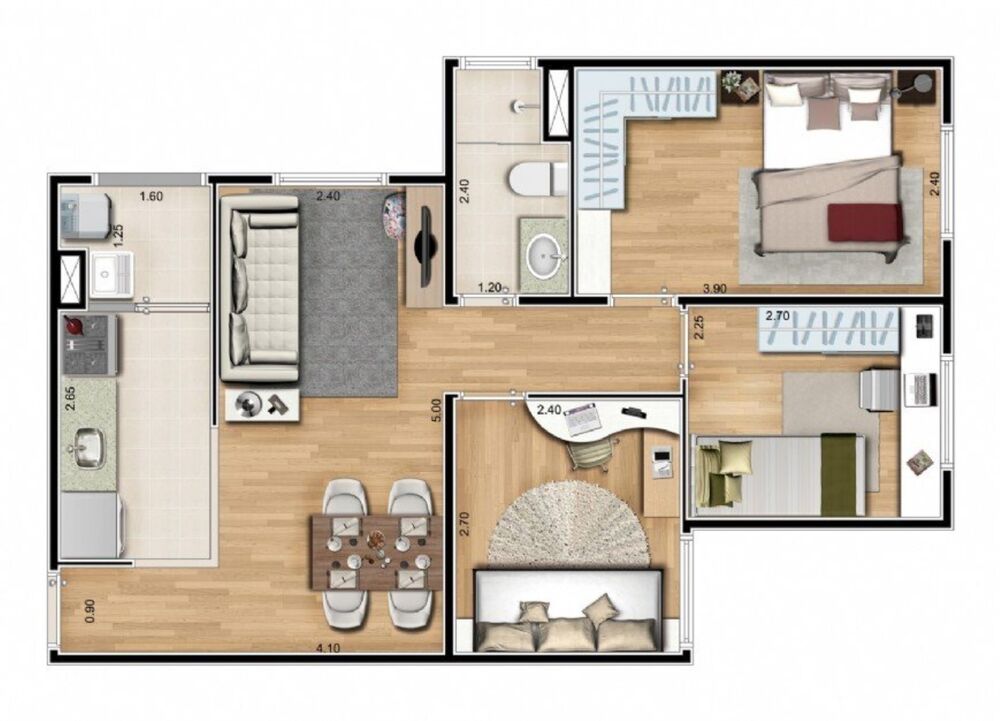Apartamento, 3 quartos, 53 m² - Foto 2