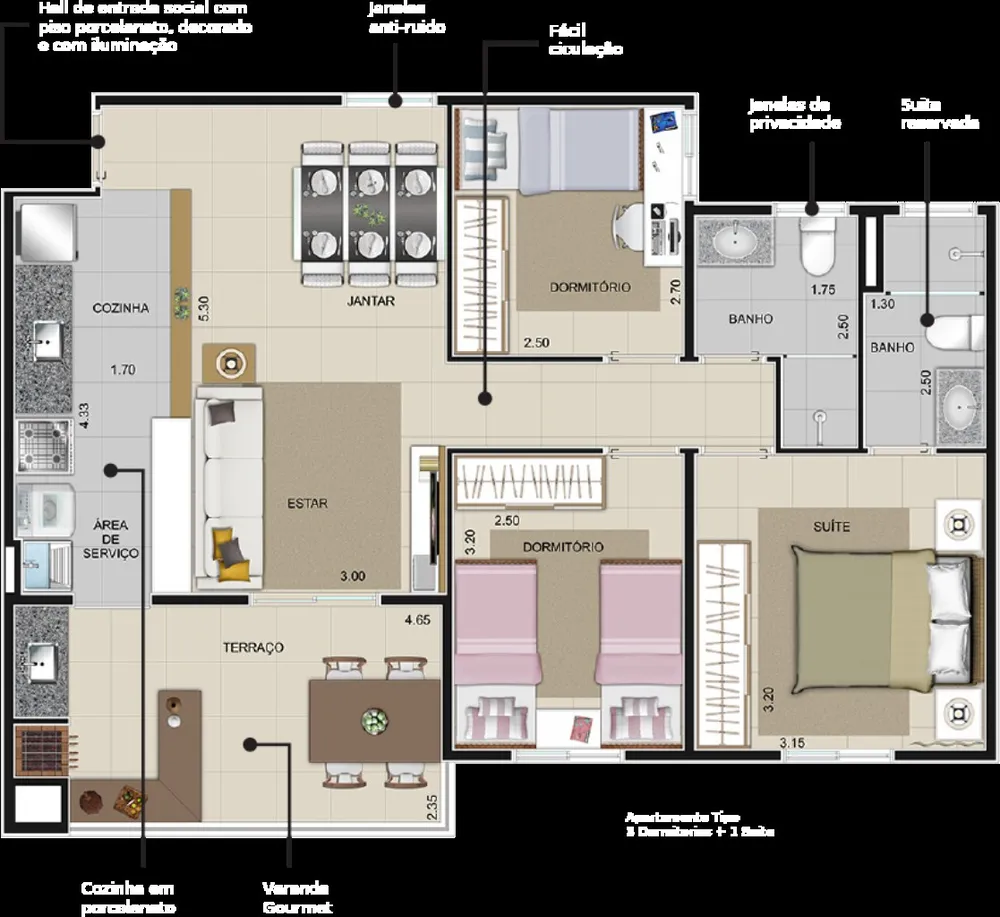 Apartamento, 3 quartos, 77 m² - Foto 5