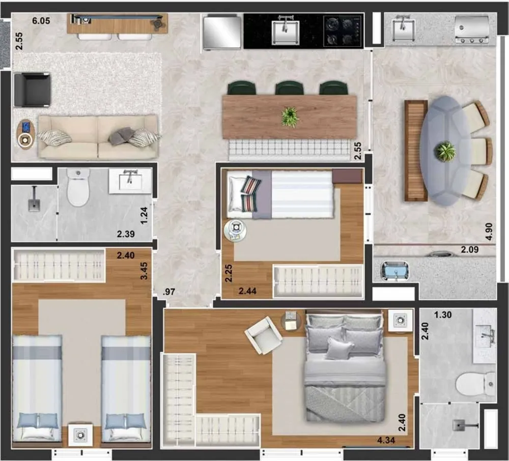 Apartamento, 3 quartos, 65 m² - Foto 8