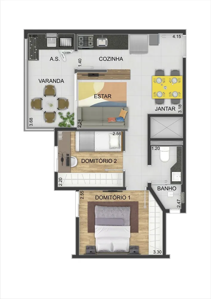 Apartamento, 2 quartos, 57 m² - Foto 1