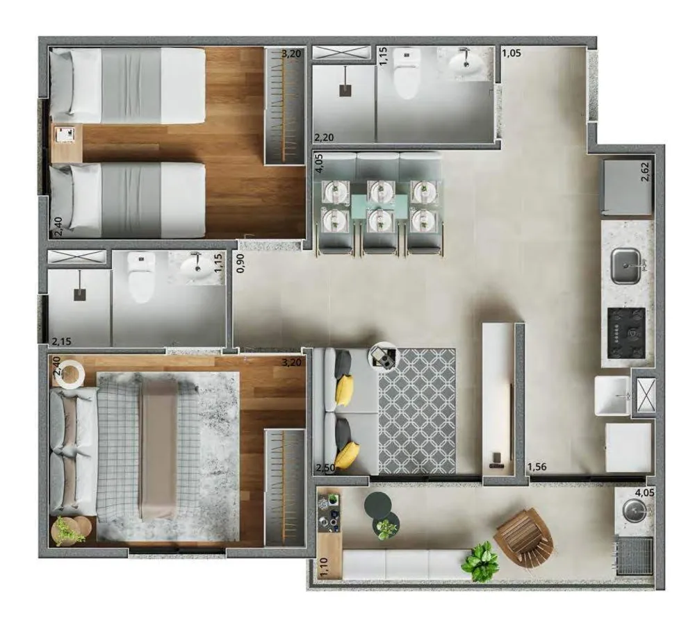 Apartamento, 2 quartos, 52 m² - Foto 8