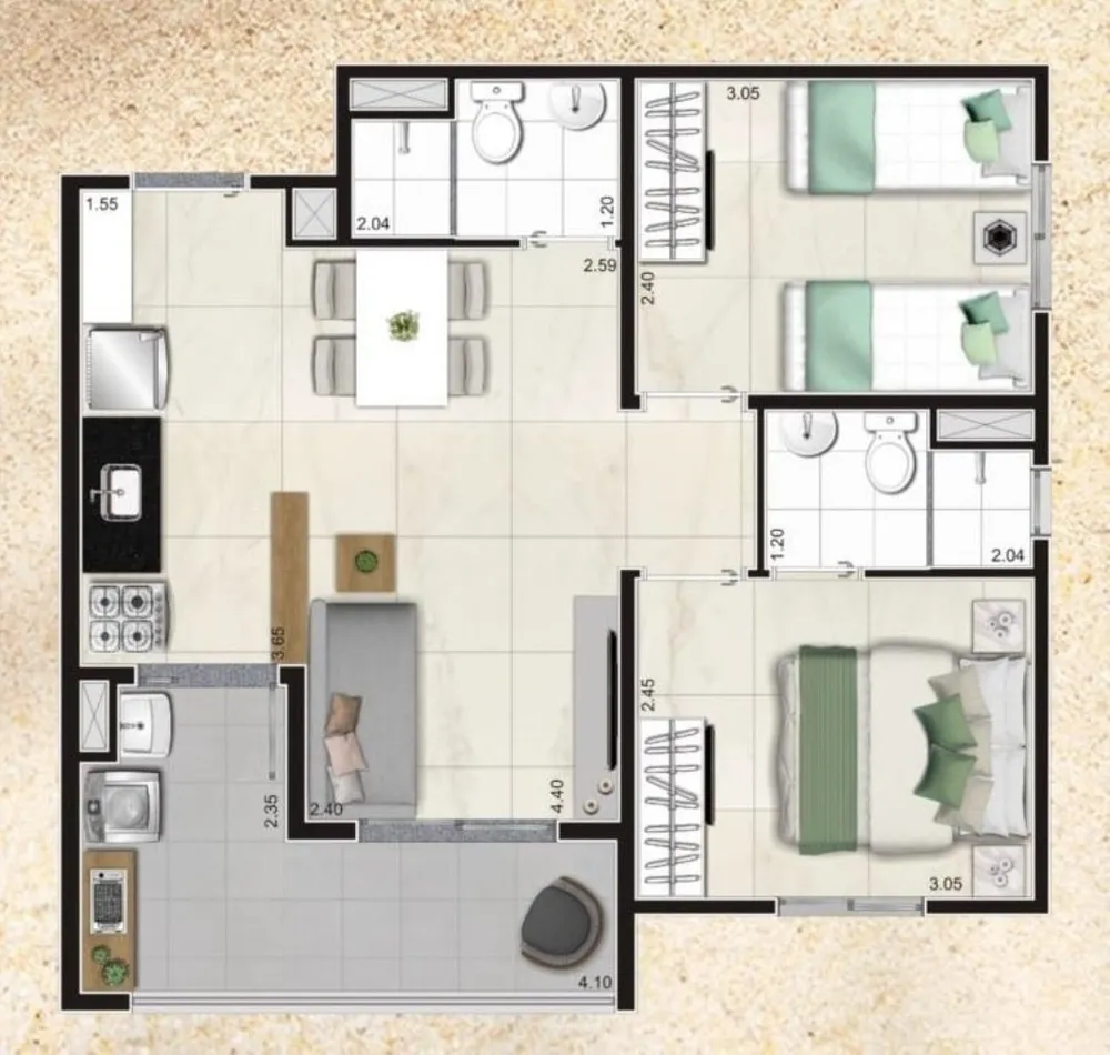 Apartamento, 3 quartos, 60 m² - Foto 35