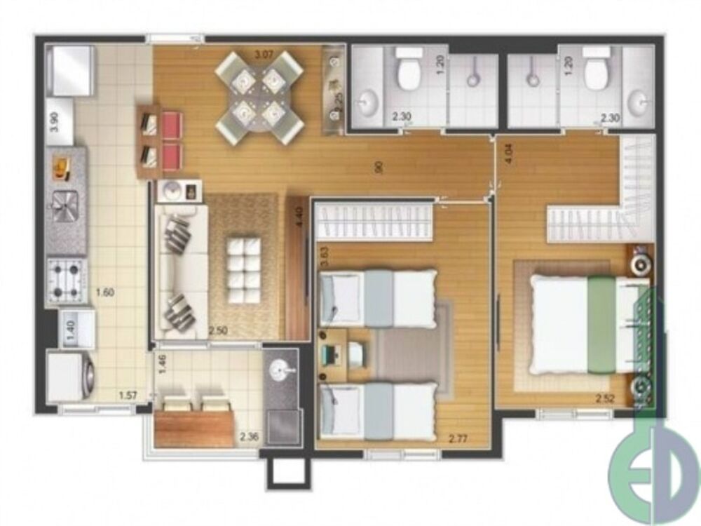 Apartamento, 2 quartos, 60 m² - Foto 2