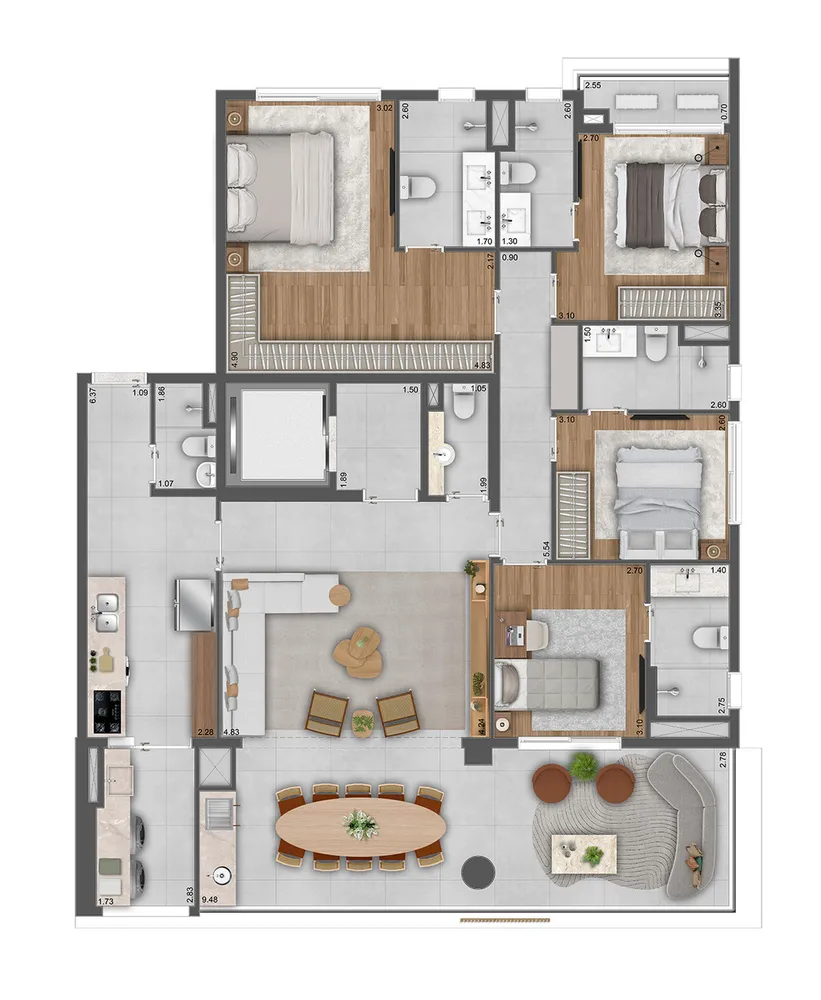 Apartamento, 4 quartos, 221 m² - Foto 2