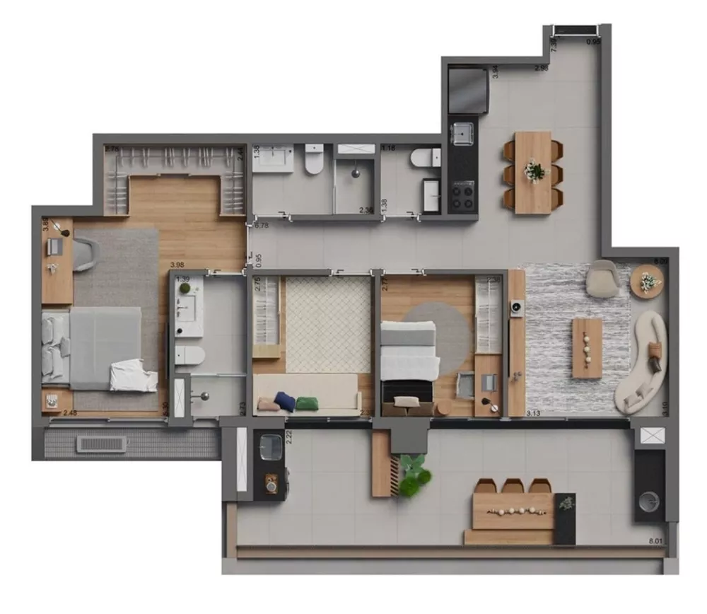 Apartamento, 3 quartos, 98 m² - Foto 2