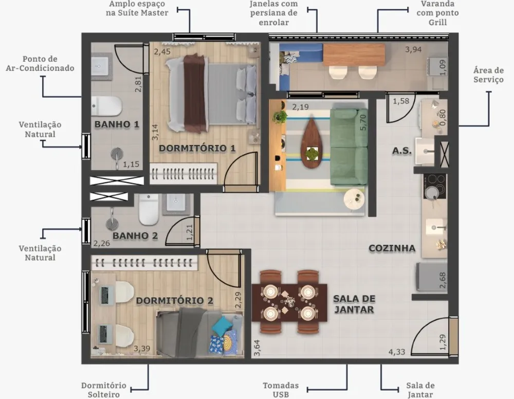 Apartamento, 2 quartos, 47 m² - Foto 7