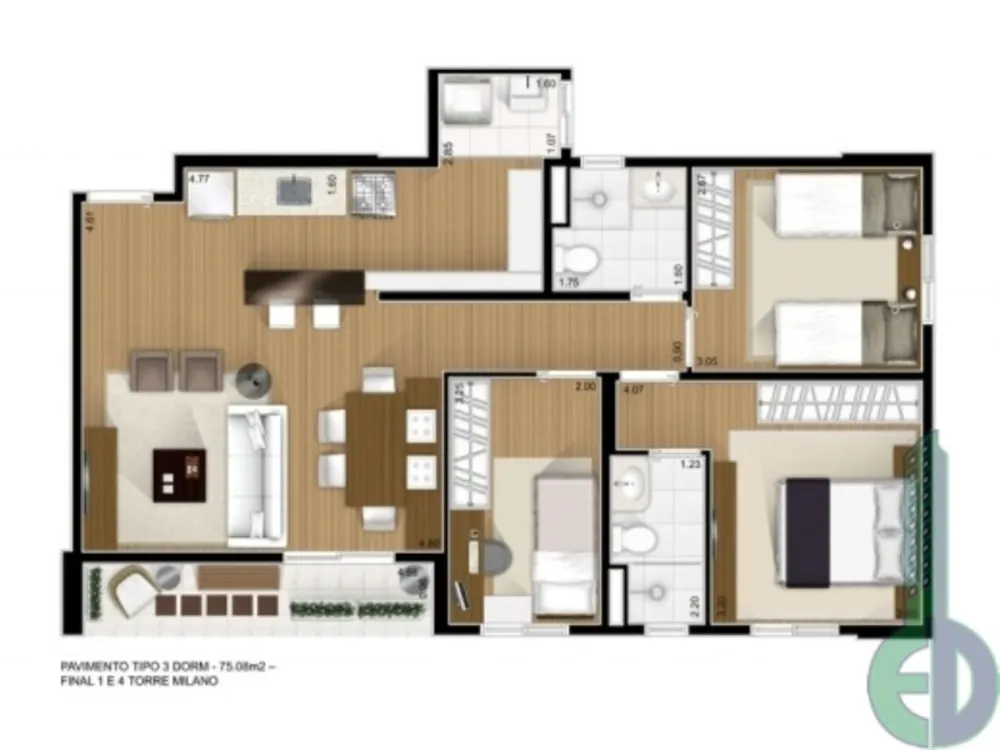 Apartamento, 2 quartos, 130 m² - Foto 2