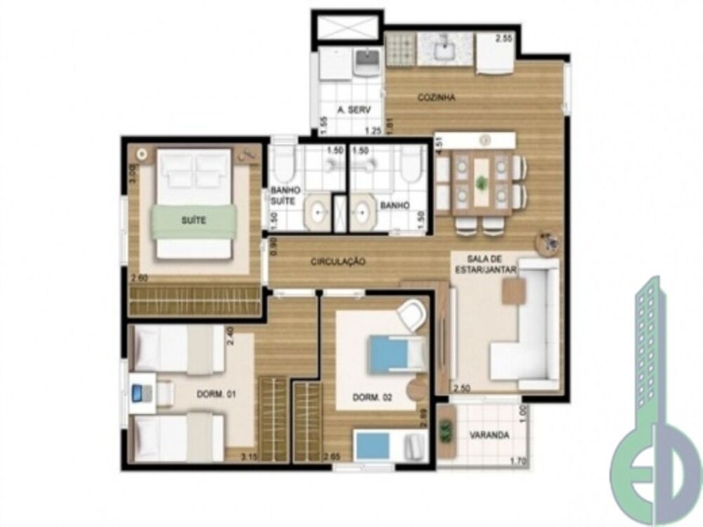 Apartamento, 2 quartos, 46 m² - Foto 12
