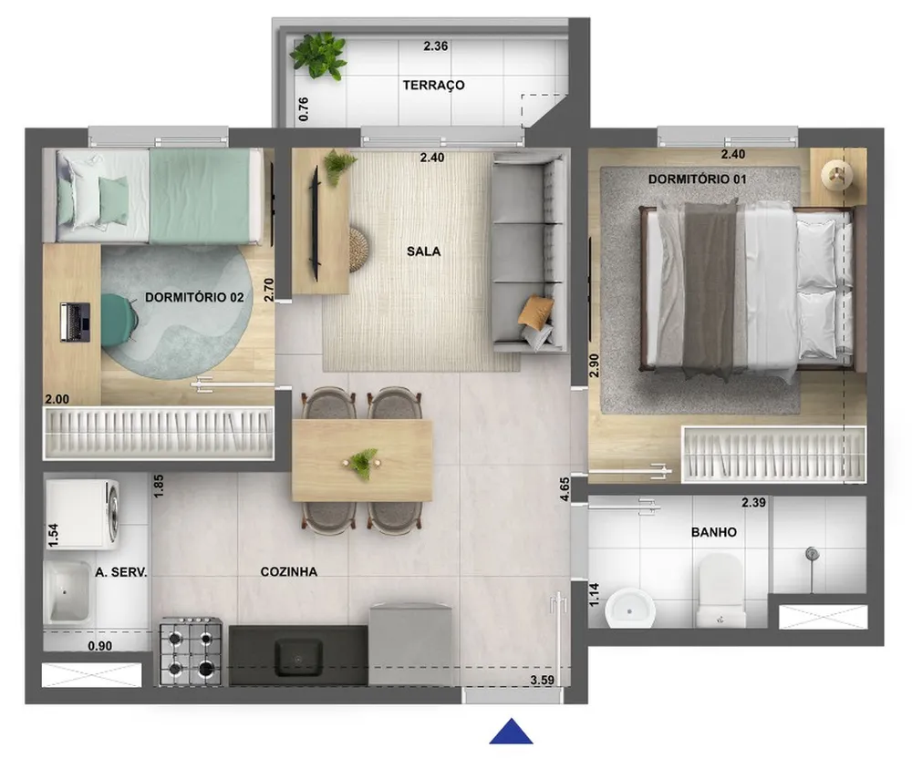 Apartamento, 2 quartos, 32 m² - Foto 3