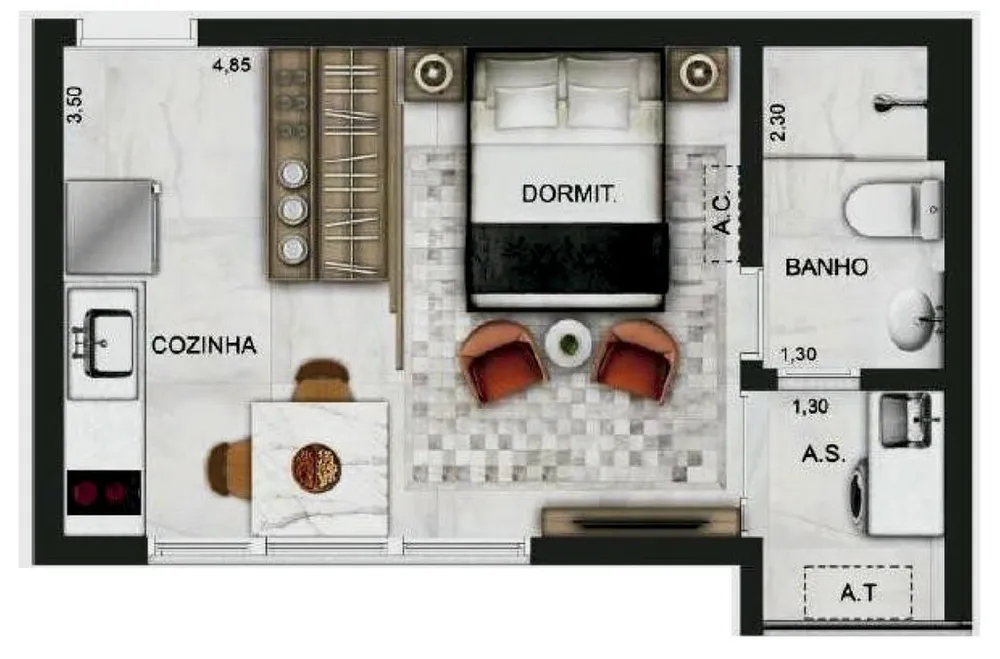 Apartamento, 2 quartos, 26 m² - Foto 3