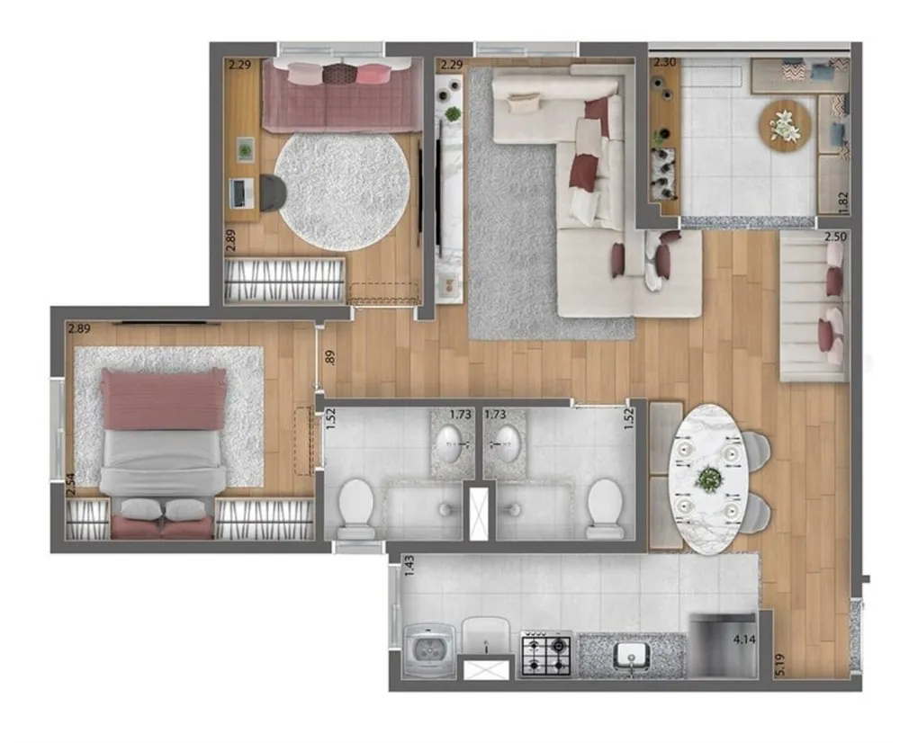 Apartamento, 3 quartos, 57 m² - Foto 8