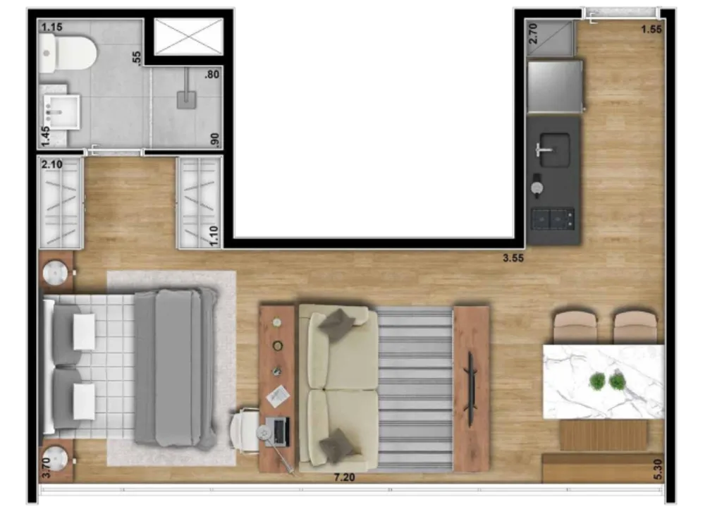 Apartamento, 1 quarto, 101 m² - Foto 1