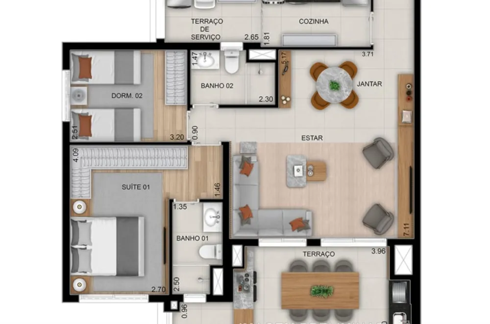 Apartamento, 2 quartos, 70 m² - Foto 2